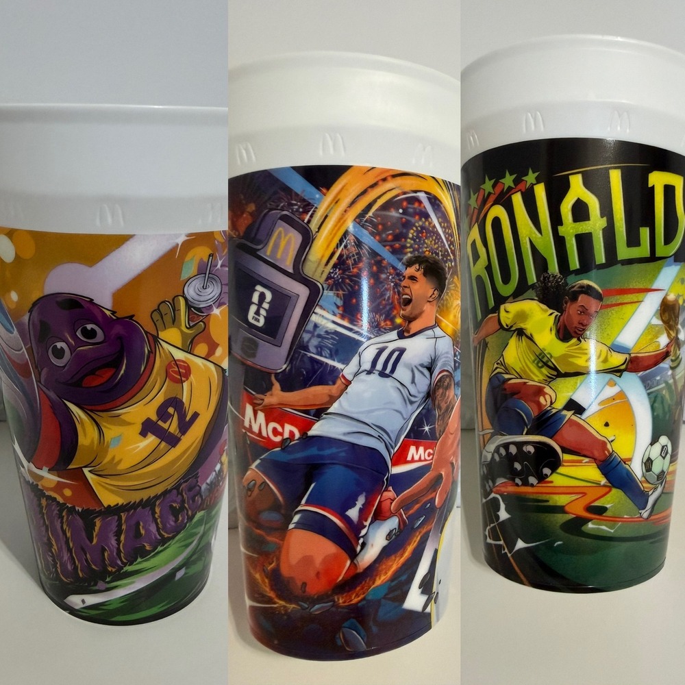 McDonalds FIFA World Cup 2026 Collector Cups Lot of 3 Ronaldinho Pulisic Grimace